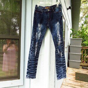 LAVO Womens Jeans 11/12 Juniors Mid rise shredded Acid washed